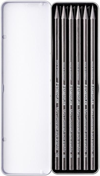 Immagine prodotto Staedtler Matite di grafite solida 100G Mars Lumograph in grafite pura (6.80 mm, 2B, 4B, 6B, 8B, 6 x)