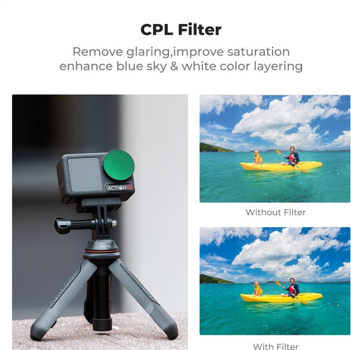 Image du produit K&F Concept Kit de 4 filtres, CPL+ND8+ND16+ND32, HD, revêtement vert antireflet, étanche et résistant aux (Osmo Action 4)