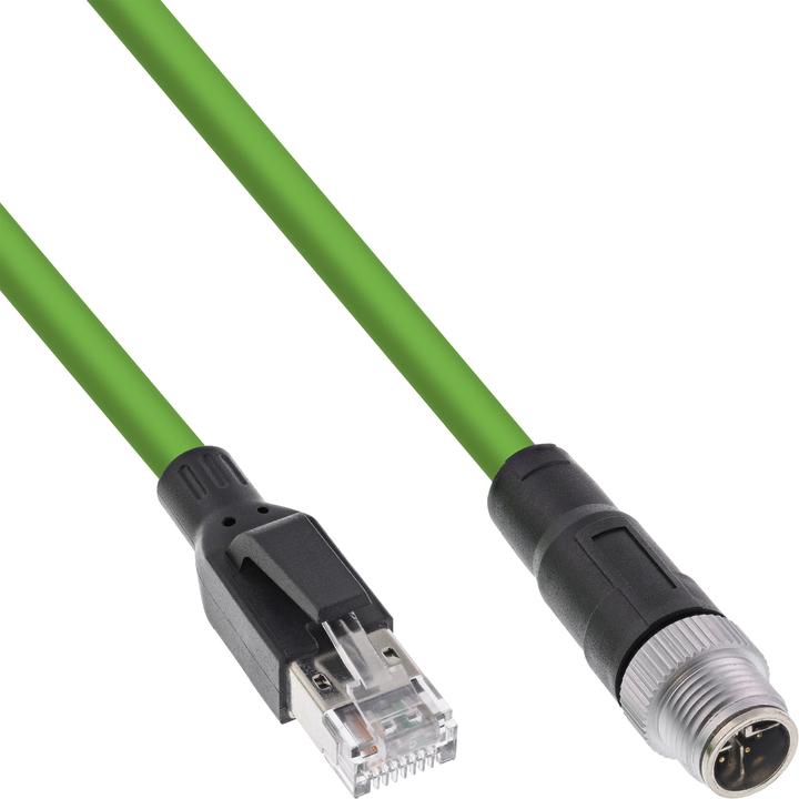Produktbild InLine Industrie Netzwerkkabel, M12 8-pin X-kodiert Stecker zu RJ45 Stecker, Cat.6A PUR, 1m (SF/UTP, CAT6, 1 m)