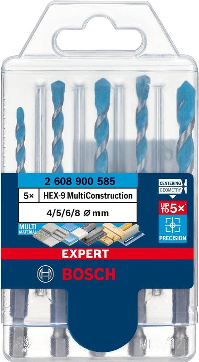 Produktbild Bosch Professional Zubehör EXPERT HEX-9 MultiConstruction Bohrer-Set, 4/5/6/6/8 mm, 5-tlg. (4 mm, 5 mm, 6 mm, 8 mm)