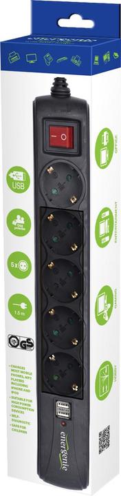 Actual product image Gembird 5 x AC, 2 x USB - (5 x, CEE 7/3, 1.50 m)