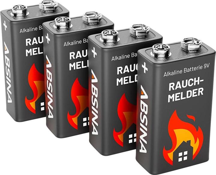 Produktbild Absina 9V Alkaline Rauchmelder-Batterien (4 Stk., 9V Block)