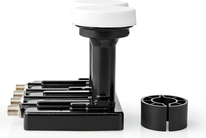 Image du produit Nedis LNB Quad Monoblock 4.3 ° Connecteur de sortie : Connecteur F 4X Gamme de facteur de bruit : 0,85 dB (Quad LNB)
