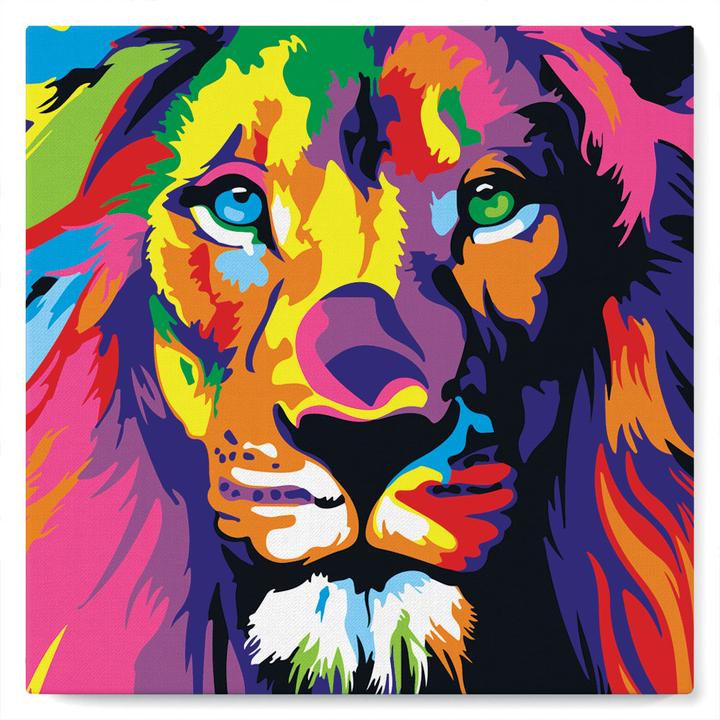 Figured'Art Mini Kit da Dipingere con i Numeri con Cornice - Leone Pop Art