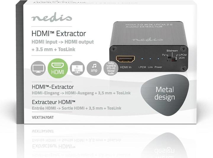 Actual product image Nedis HDMI Extractor| Input| Output TosLink socket 1x 3.5 mm| - Audio/Multimedia