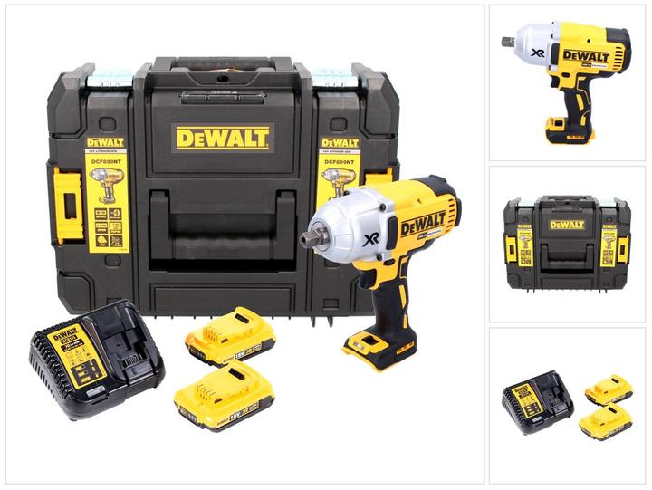Actual product image DeWalt DCF 899 D2 Battery Impact Wrench 18V 1/2" 950Nm Brushless Ball Ratchet + 2x Battery 2,0Ah + (Rechargeable battery operated)