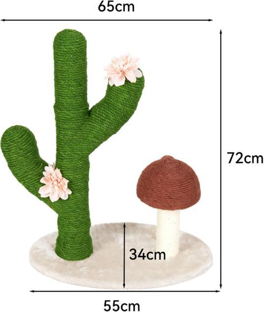 Produktbild Hermex Katzenkratzbaum Kaktus inklusive Pilz mit Sisal-Seil (72 cm, Grün, Braun, Beige)