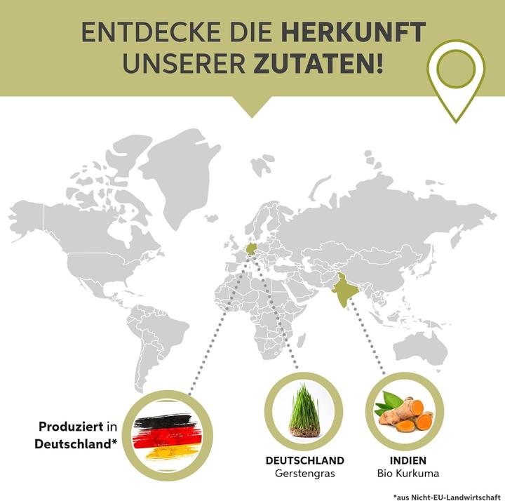 Produktbild Eltabia Bio Kurkuma Gerstengras Kapseln | 100% rein ohne Zusätze (100 Stück, Kapseln, 100 g)