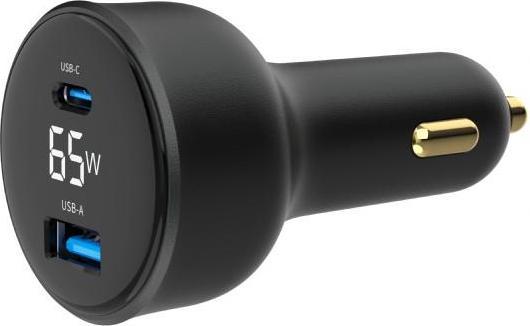 Produktbild Gembird Chargeur Allume Cigare 1x USB-C + 1x USB-A 65W (Noir)