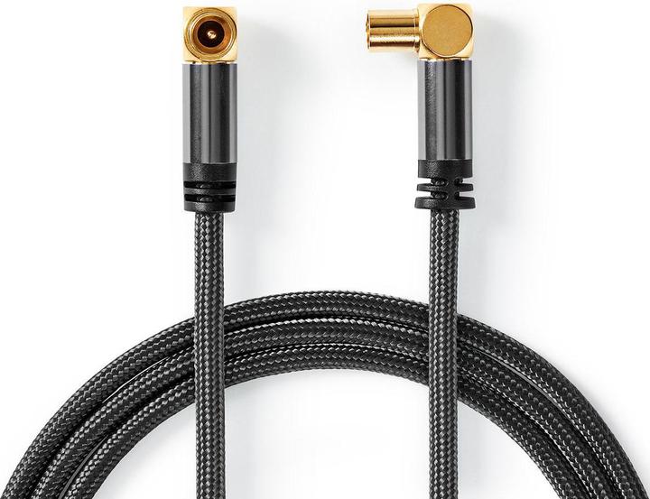 Actual product image Nedis Coaxial cable - IEC male - IEC female - Gold plated - 75 Ohm - 4 way shielded - 5 m - run (75 dB, Antenna cable)