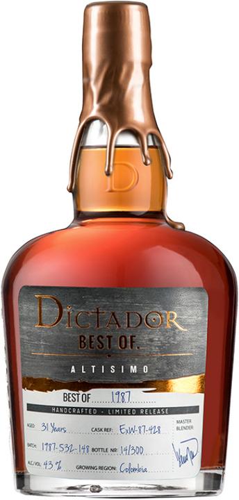 Dictador BEST OF 1987 ALTISIMO Rhum colombien en édition limitée