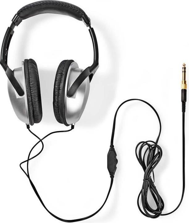 Actual product image Nedis Over-Ear Headphones Wired | Cord length: 2.70 m | Volume control | Black / Silver (Cable)