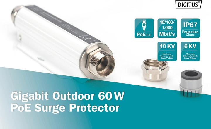 Actual product image Digitus Gigabit Outdoor 60W PoE Surge Protector