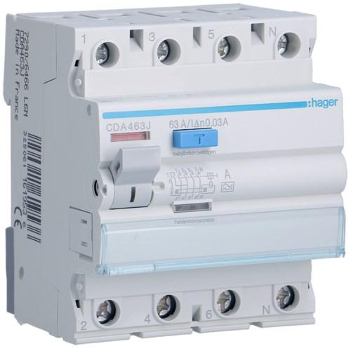Produktbild No Name CDA463J 63A/ 30MA/A DIFFERENZIALSCHUTZSCHALTER 63A 4P 4M 30MA A 6KA