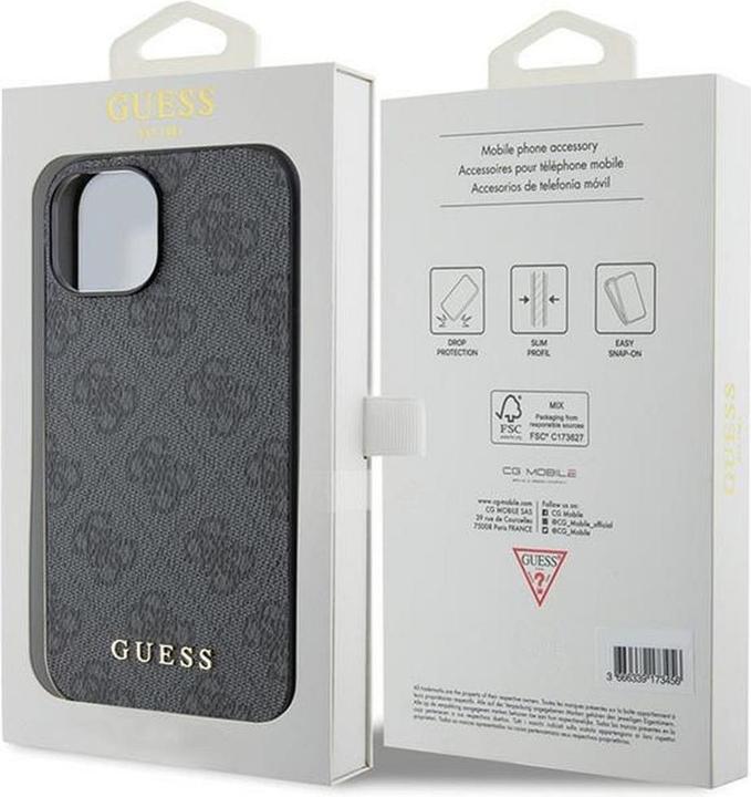 Produktbild Guess GUHCP15SG4GFGR iPhone 15 6.1" szary/grey hard case 4G Metal Gold Logo (Apple iPhone 15)