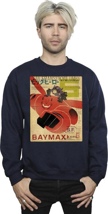 Actual product image Disney Mens Big Hero 6 Baymax Flying Baymax Newspaper Sweatshirt (XXL)