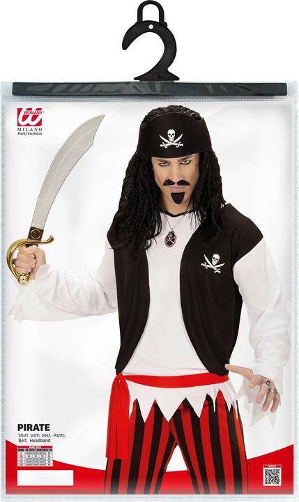 Image du produit Widmann Piraten Kostüm mit T-Shirt mit Weste, Hose, Gürtel, Stirnband (S)