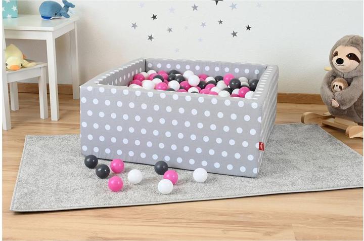 Produktbild Knorrtoys Bällebad soft eckig - "Grey white dots" - 100 balls creme/grey/rose