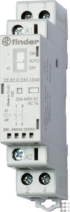 Finder Contattore di installazione serie 22, 25 A 22.32.0.230.4540 1 contatto NA/1 NC (30/110/220 V)