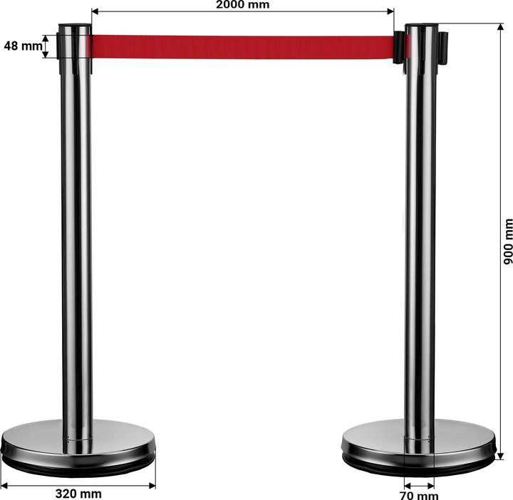 Produktbild Wiltec mobile Absperrpfosten 32x7x90cm silberfarben Stahl Personenleitsystem