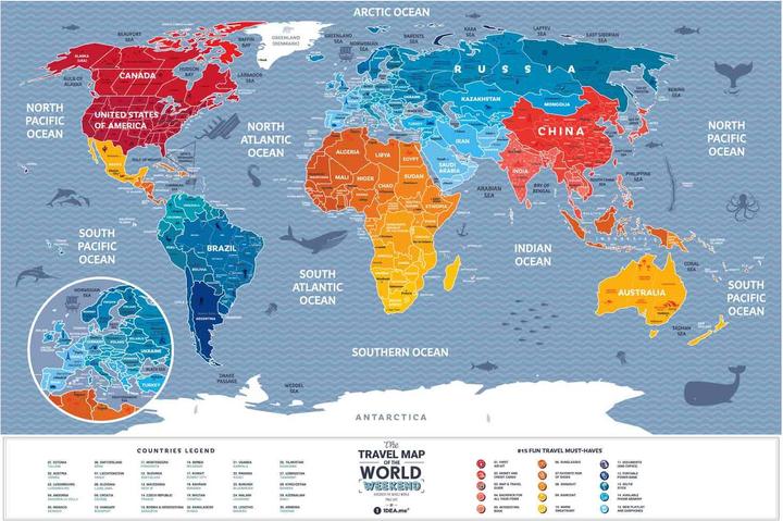 Actual product image Nenurodyta Drawing map World travel map Sawitgal world (60 cm)