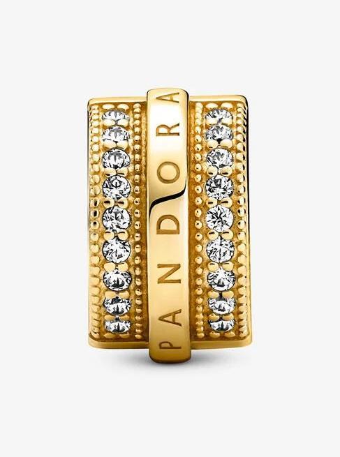 Produktbild Pandora Shine Logo Pavé Lines Clip Charm (Vergoldet, Sterlingsilber, Metall)