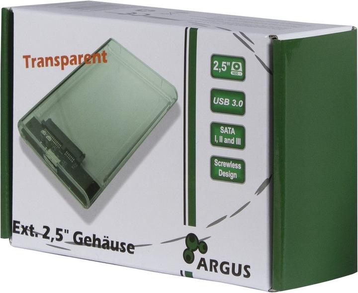 Actual product image Intertech Hard drive enclosure Argus GD-25000, USB 3.0, transparent (2.5")