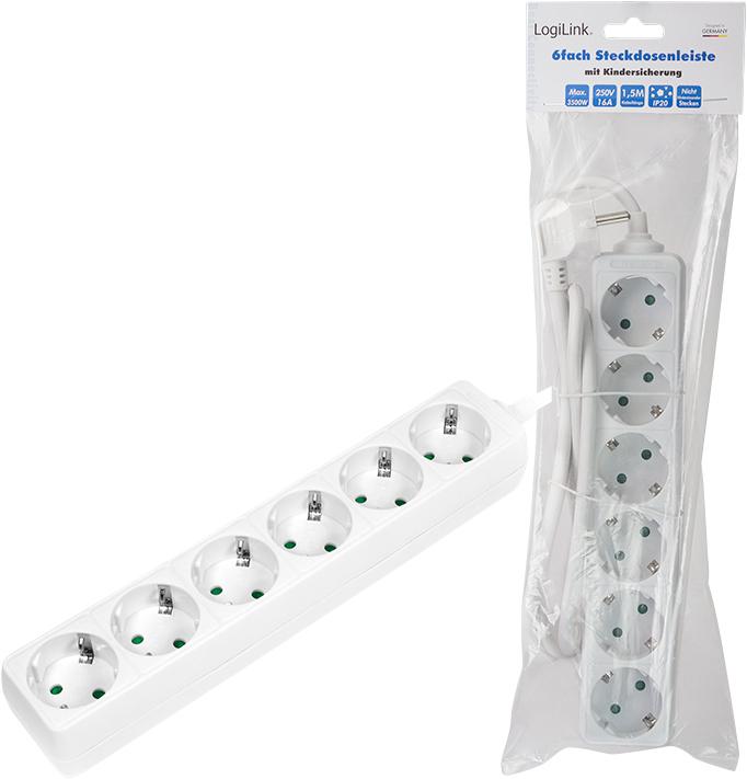 Image du produit LogiLink Bandeau de prises (6 x, CEE 7/3, 1.50 m)