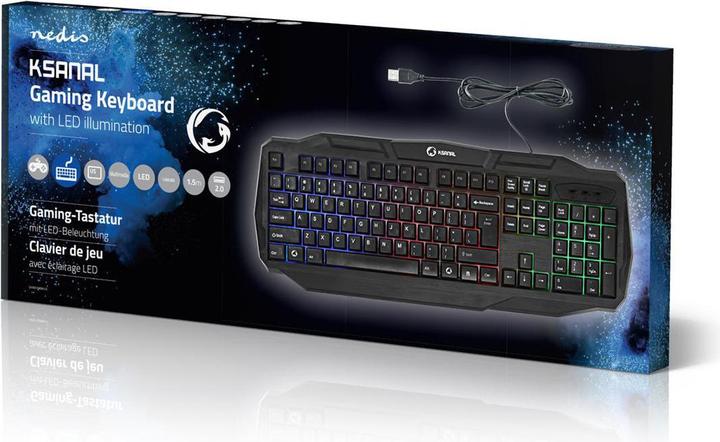 Image du produit Nedis Wired Gaming Keyboard Clavier de jeu avec câble USB 2.0 Clavier américain Schwa (ING. Int., Filaire)