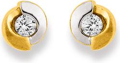 Natsumi Schmuck Ohrstecker Bicolor Gold 18K/750 mit Zirkonia (750/18 K Gelbgold, 750/18 K Weissgold)