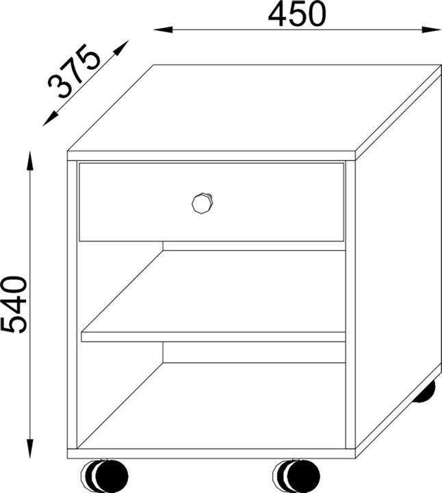 Produktbild VCM Holz Nachttisch Rolda mit Rollen (45 x 38 x 54 cm)