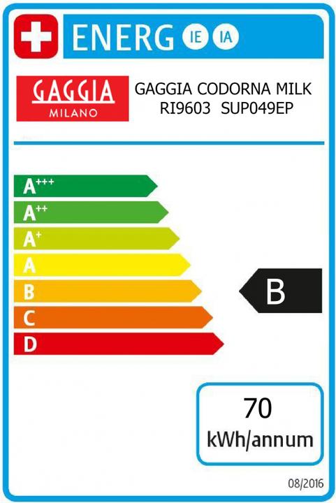 Energie-Label Gaggia RI9603/01 - CADORNA MILK (sch) (EU-Stecker)