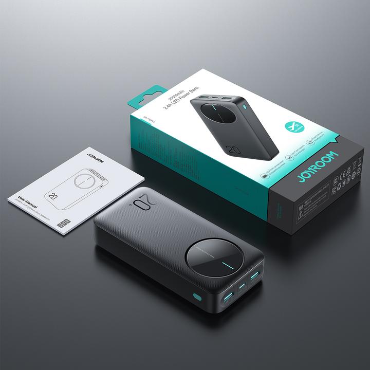 Produktbild Joyroom Powerbank JR-PBF14 20000mAh 2.4A 2x USB-A 1x USB-C - black (20000 mAh, 74 Wh)