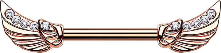 Star Piercing Barbell rosegold Engelsflügel Kristall silber (Chirurgenstahl 316L, Messing)