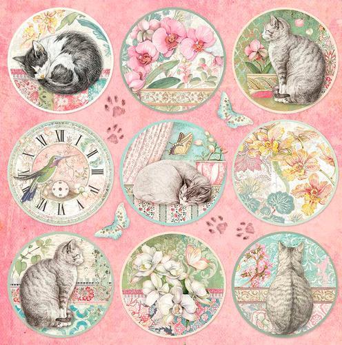 Image du produit Stamperia Bloc de scrapbooking "Chat et orchidée", 10 feuilles, 30,5x30,5cm (190 g/m², 10 x)