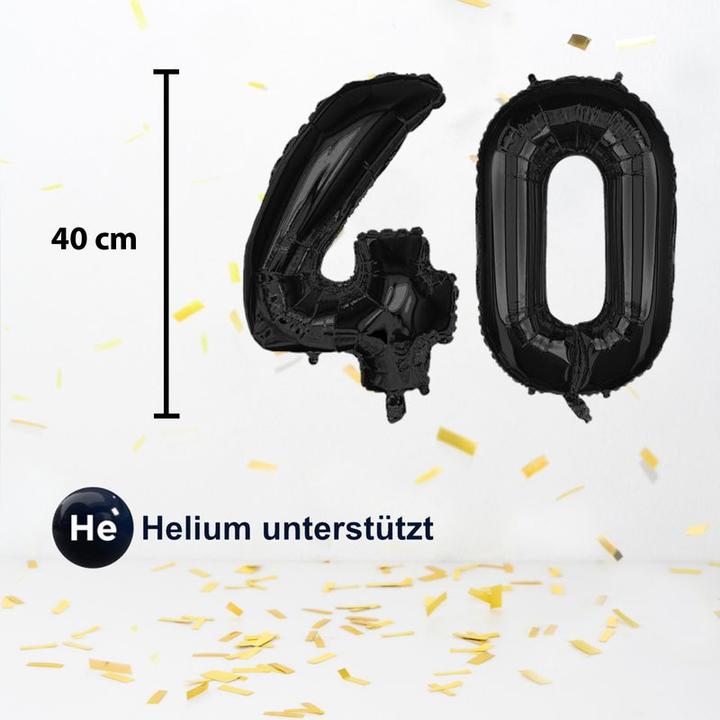 Image du produit Hermex Ballon en plastique Numéro 40 Noir Ballon numéroté Ballon à hélium 40cm (1 x)