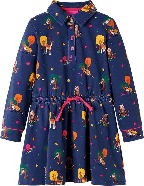 Actual product image VidaXL Children's dress with long sleeves and drawstring navy blue (116)