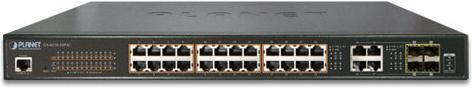 Immagine prodotto Planet 24 porte 10/100/1000Mbps 802.3at PoE + 4 porte Gigabit (28 Porti)