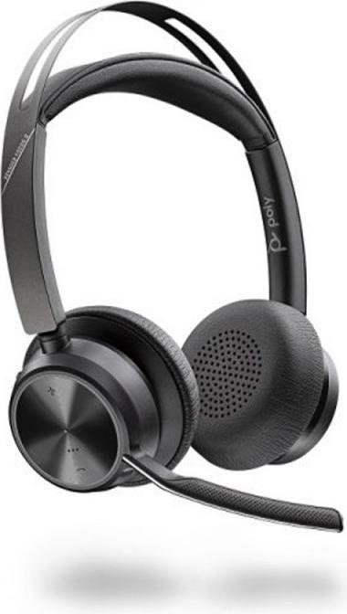 Actual product image Poly Voyager Focus 2 MS Teams Wireless Headset, Bluetooth, USB-C/A Adapter, Charging stand, Black (Wireless, USB-A)