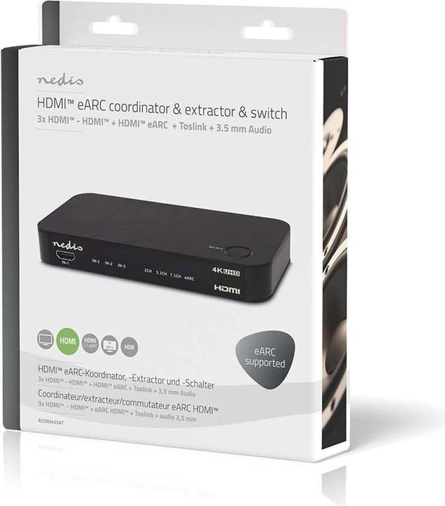 Immagine prodotto Nedis Convertitore audio digitale | 2 vie | Connessioni - Ingresso: Alimentazione DC / 3x Ingresso HDMI™ (0.06 m, Ottico)