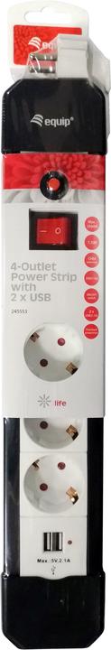 Actual product image equip Socket strip Schuko cable +Extras (4 x, CEE 7/3, 1.50 m)