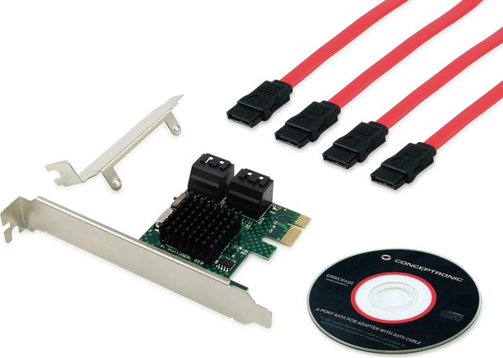 Actual product image Conceptronic EMRICK 4-port SATA PCIe adapter with SATA cable