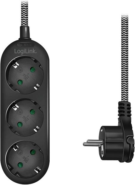Produktbild LogiLink Steckdosenleiste,3xCEE 7/3,Textilkabel (3 x, CEE 7/3, 1.50 m)