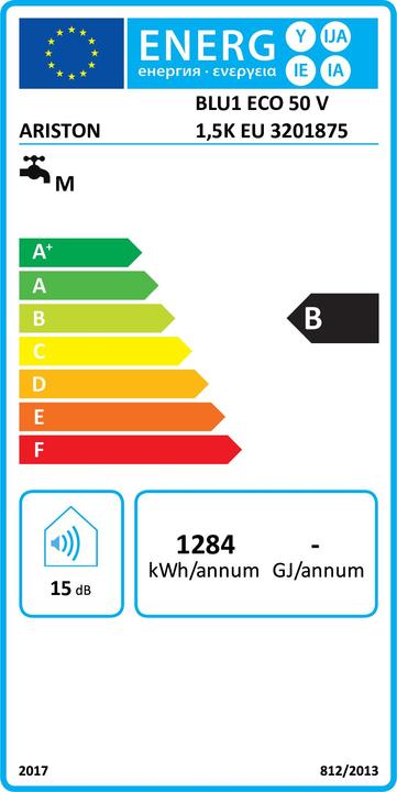 Label énergétique Hotpoint Ariston BLU1 ECO 50 V/5 EU Vertical Boiler System Blue, White