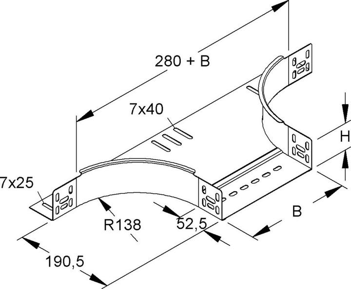 Produktbild Niedax NIE RTA 60.300 E3 Anbau T-StÃ¼ck 60x302mm m.ungelochten Seitenholmen (6 cm)