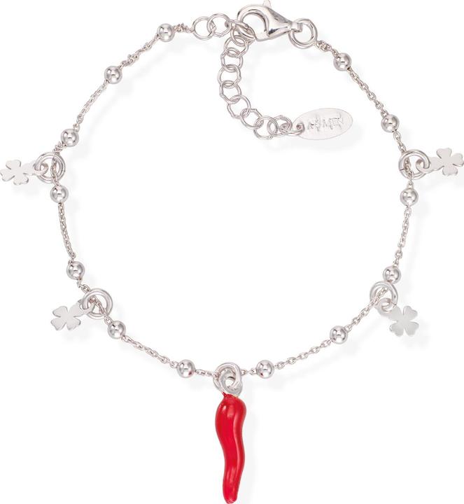 Amen Lucky Horn and Quatrefoil Armband (16 cm, Silber 925)