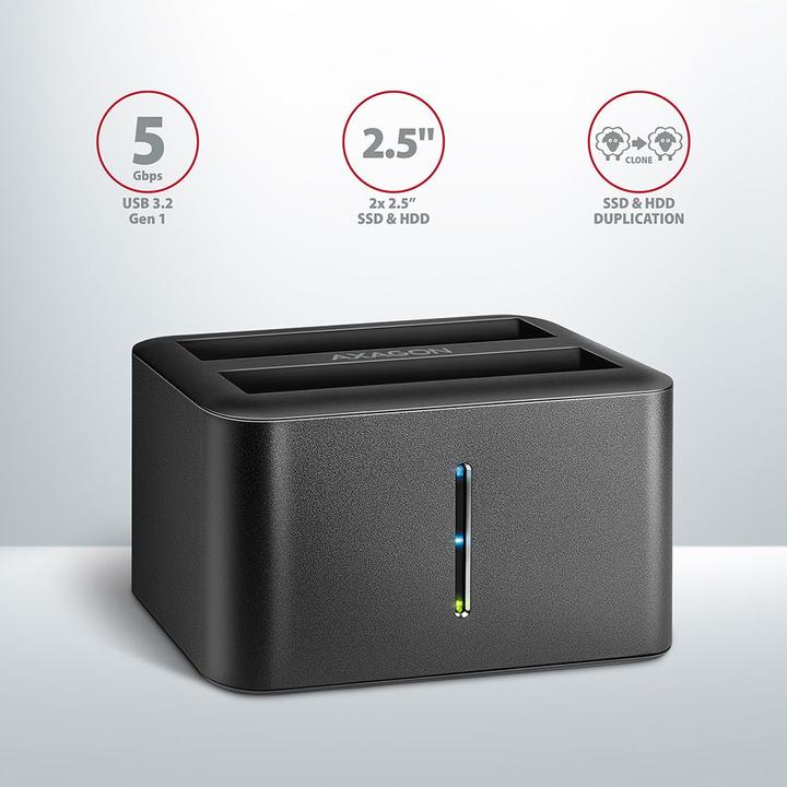 Productafbeelding Axagon ADSA-D25 dockingstation voor opslagschijven USB 3.2 Gen 1 (3.1 Gen 1) Type micro-B Zwart (2.5")