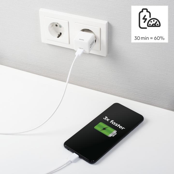 Immagine prodotto Hama Mini caricatore, Power Delivery (PD)/Qualcomm®, 25 Watt, bianco (25 W)