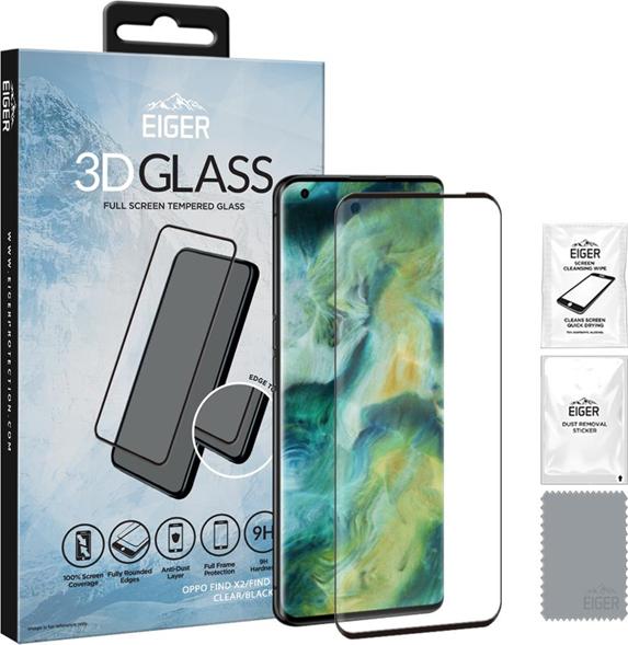 Eiger Display-Glas 3D Glass Case-Friendly clear/black (1 Stück, Oppo Find X2, Oppo Find X2 Pro)