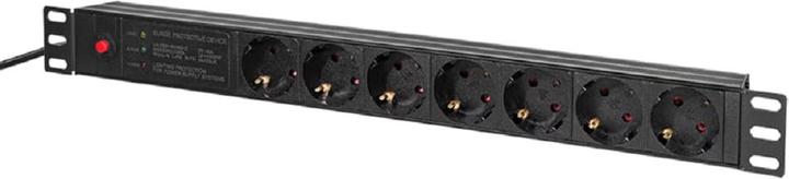 Produktbild LogiLink 19" Steckdosenleiste 7-fach, mit Netzfilter u. Überlastschutz (7 x, CEE 7/7, 2 m)
